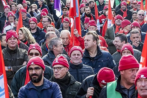 Staking tegen de arbeidsvoorwaarden bij de overname van Unox door de Zwanenberg Food Group, 2018 (foto: SP Oss; CC BY-NC-ND 3.0. Bron: Interview met Alex den Brok)